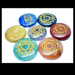 Round Engraved Chakra Stones