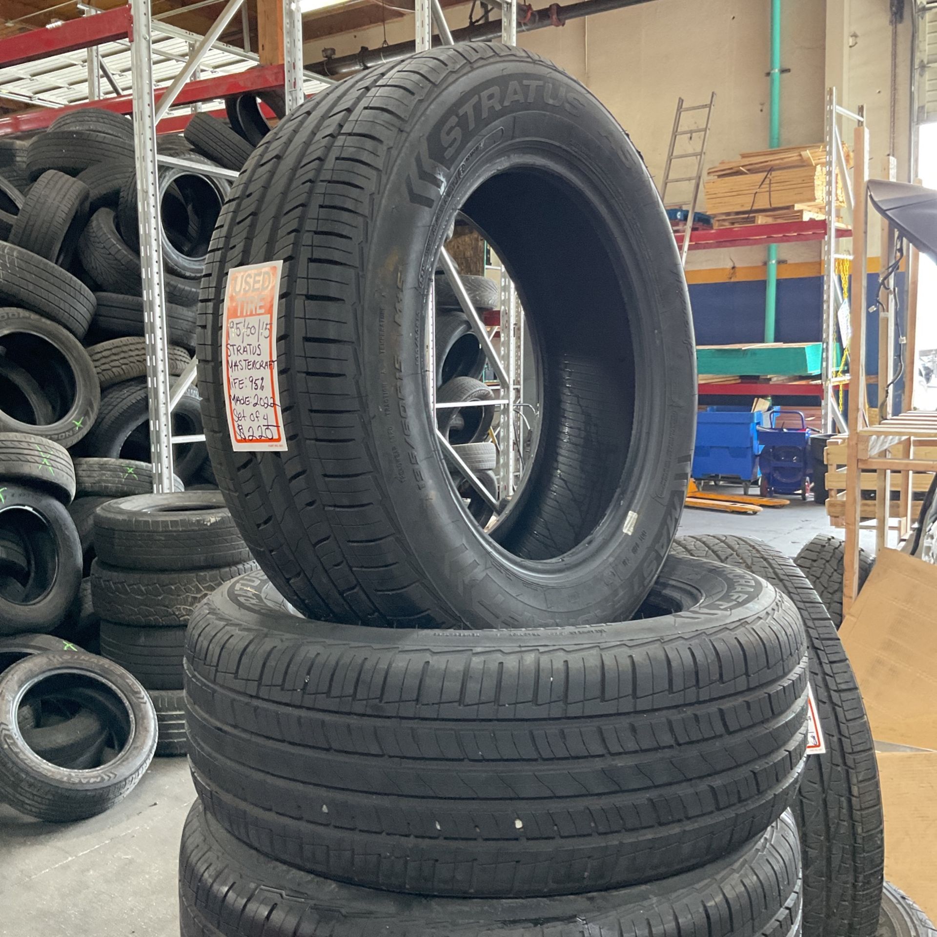 USED TIRES SET OF (4) 195/60/15 MASTERCRAFT STRATUS A/S $200$