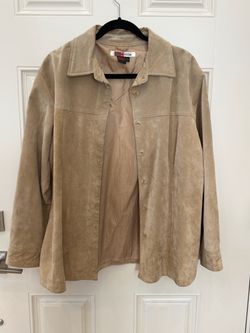 Live A Little Suede Jacket Tan Button-Front size L