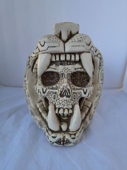 Aztec/Mayan Jaguar Skull Figure