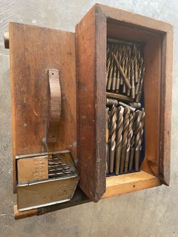 Vintage 50-Piece American Machinist Drill Bit Set (Star HAMR) with Custom Wood Case