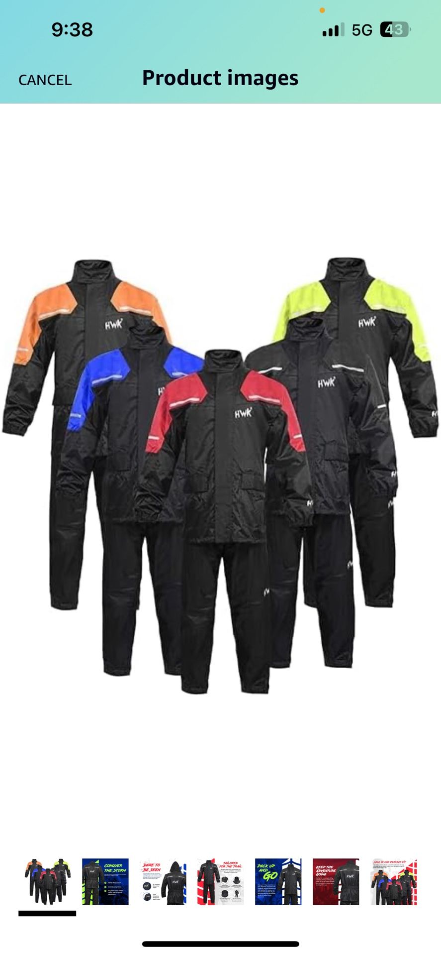 Motorcycle Rain Suit for Men and Women- All Sizes Available