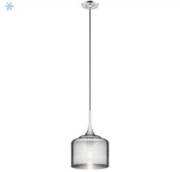 Kichler Tabot 10.5 in. 1-Light Chrome Contemporary Shaded Kitchen Pendant Hanging Light with Smoked