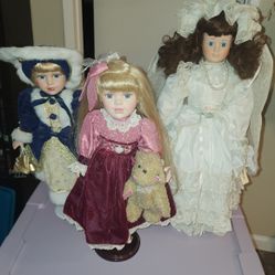 Set Of 3 Vintage Dolls
