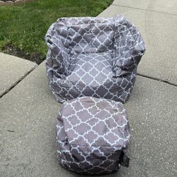 Big Joe Cube Quatrafoil Printed Smartmax Chair with Ottoman Gray