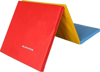 BalanceFrom 6x2 Feet 3-Panel Folding Gymnastics Mat – 1.5-Inch Thick Pad with Vinyl Surface and Carrying Handles for Tumbling, Yoga, Pilates, Home Wor