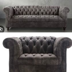 Arhaus Sofa And 2 Matching Chairs Set 