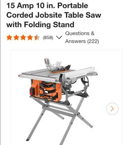 RIDGID 15 Amp 10 in. Portable Table Saw with Folding Stand