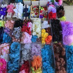 CLOSEOUT Crafting ribbon, silk flowers, pre-made hair accessories and raw material