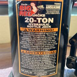 Big red 20 ton hydraulic bottle jack
