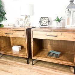 Custom made Nightstand Side End Table Tables Drawer Dresser Wood Modern Rustic Set Hand Built Farmhouse 