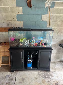55 gallon fish tank an stand whole set up everything included 160$ if picked up today