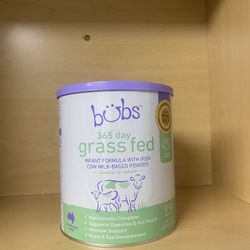 Bubs 365 Day Grass Fed Whole Milk Powder Baby Formula with Iron for 0 to 12 Months, 20 oz Canister 
