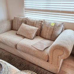 $50 Each Solid Oak Desk Sofa And Large Recliner