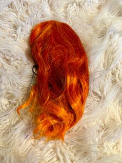 Orange Red Wavy Synthetic Wig