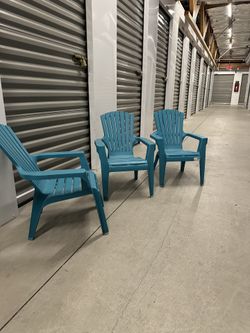 3 Kid's Adirondack Stacking Chairs , Pool Blue