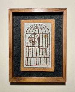 RARE! Mid Century Modern 1970s David D. Cunningham Ceramic Wall Tile Framed