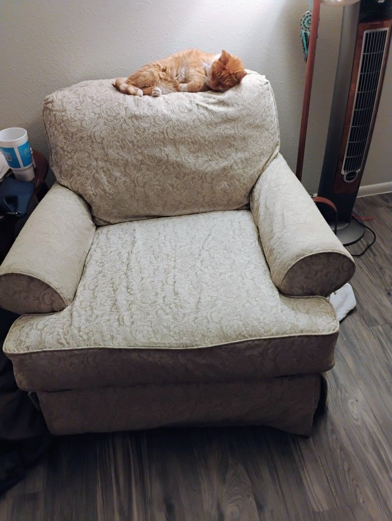 Chair And Footstool With Chair Covers 