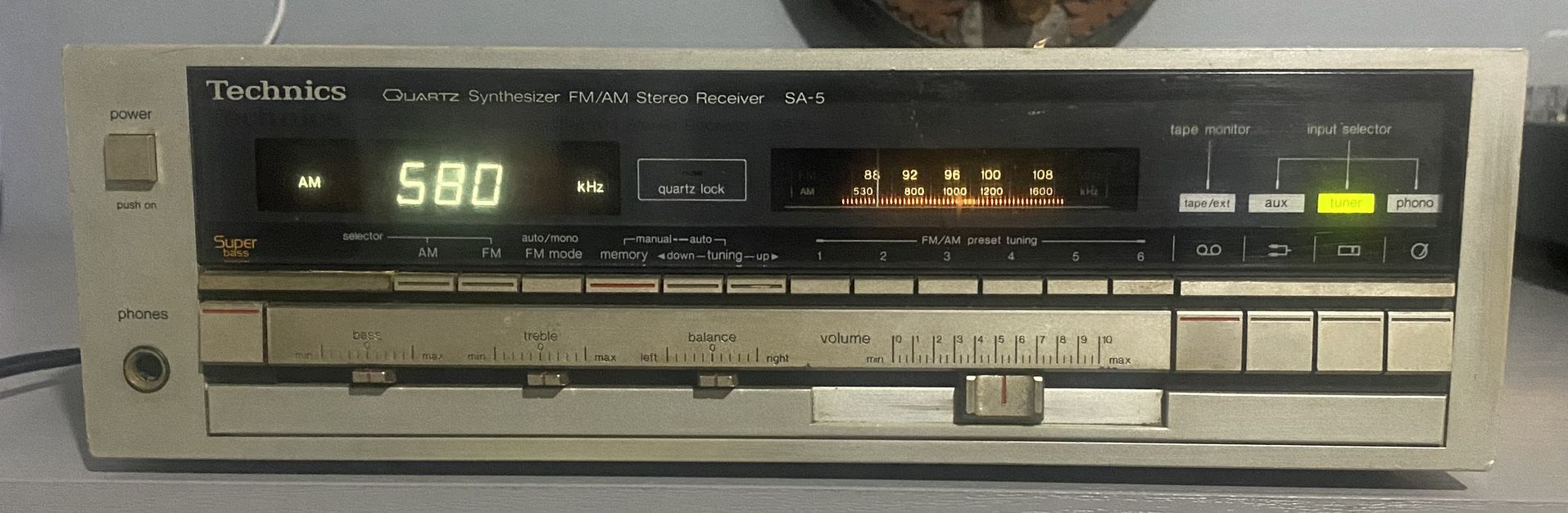 Technics FM/AM Stereo Receiver Model No. SA-5