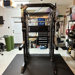 PRO SERIES Ultimate 3-1 Half Rack Functional Trainer w/Smith Machine Bar | 400lb Stack | Gym Equipment | Fitness | Commercial | Squat Rack 