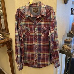 WRANGLER Retro Men Plaid Pearl Snap Button Western Shirt Size XXL