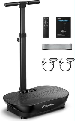 Vibration Plate Exercise Machine with Handle, 10mm Amplitude 150W Motor, 5 Preset Programs, 350 lb Capacity, Circulation & Lymphatic Drainage, LED Dis