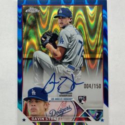 2023 Topps Chrome Gavin Stone Auto Blue Wave Refractor /150 RC Rookie Dodgers
