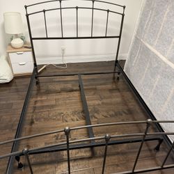 Queen Metal Bed Frame with Headboard & Footboard – Clean Condition