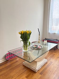 Vintage Mid Century 80s Travertine Coffee Table