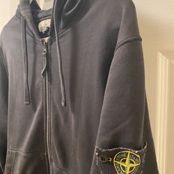 Stone Island Logo Zip Up Hoodie