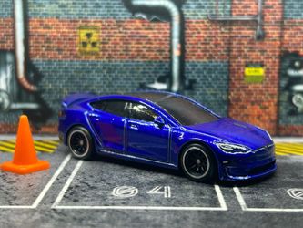 2024 Hot Wheels Blue Tesla Model S Plaid 238/250 Custom Wheels Swap