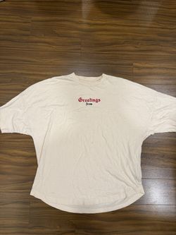 Palm Angels Offwhite/Red Greetings From California Slogan T-Shirt Mens Size XL