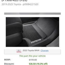 Toyota 2023 floor liners Matt 