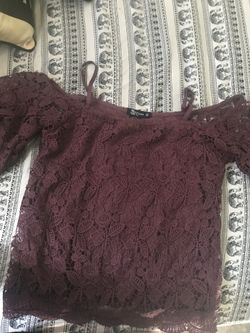Purple cute off the shoulder shirt