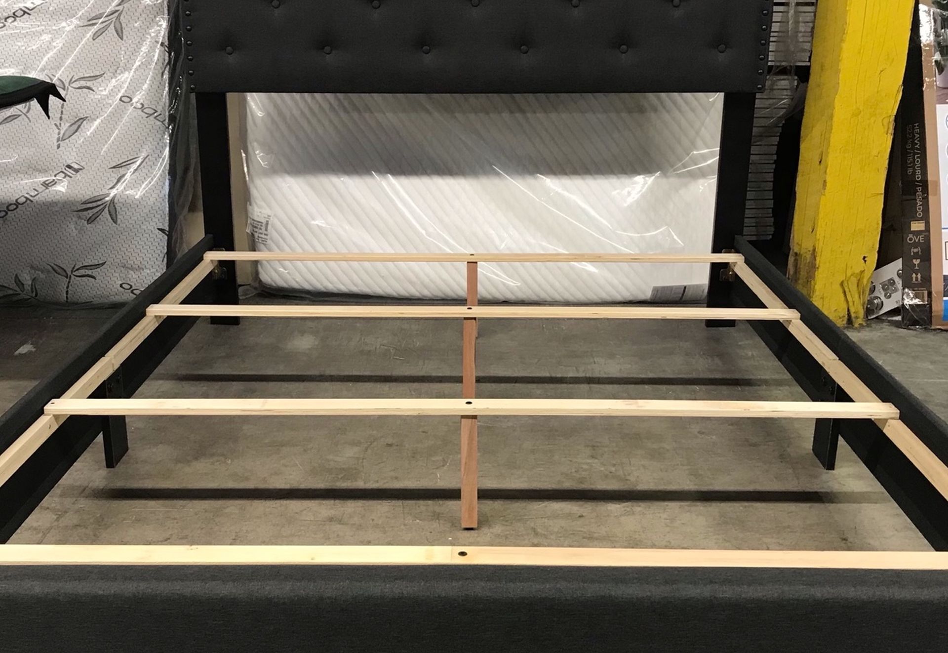 Dark Gray Queen Bed W/ Nailhead Trim