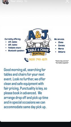 Tables chairs