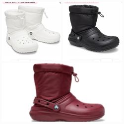 New Crocs Lined Boots Men's Size 10 Or Women's Size 12 $60 Each 