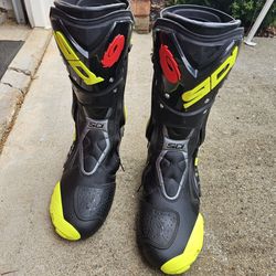 Sidi Stivali ST Black Fluorescent Yellow Motorcycle Boots US Size 8.5