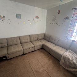 Grey modular couches