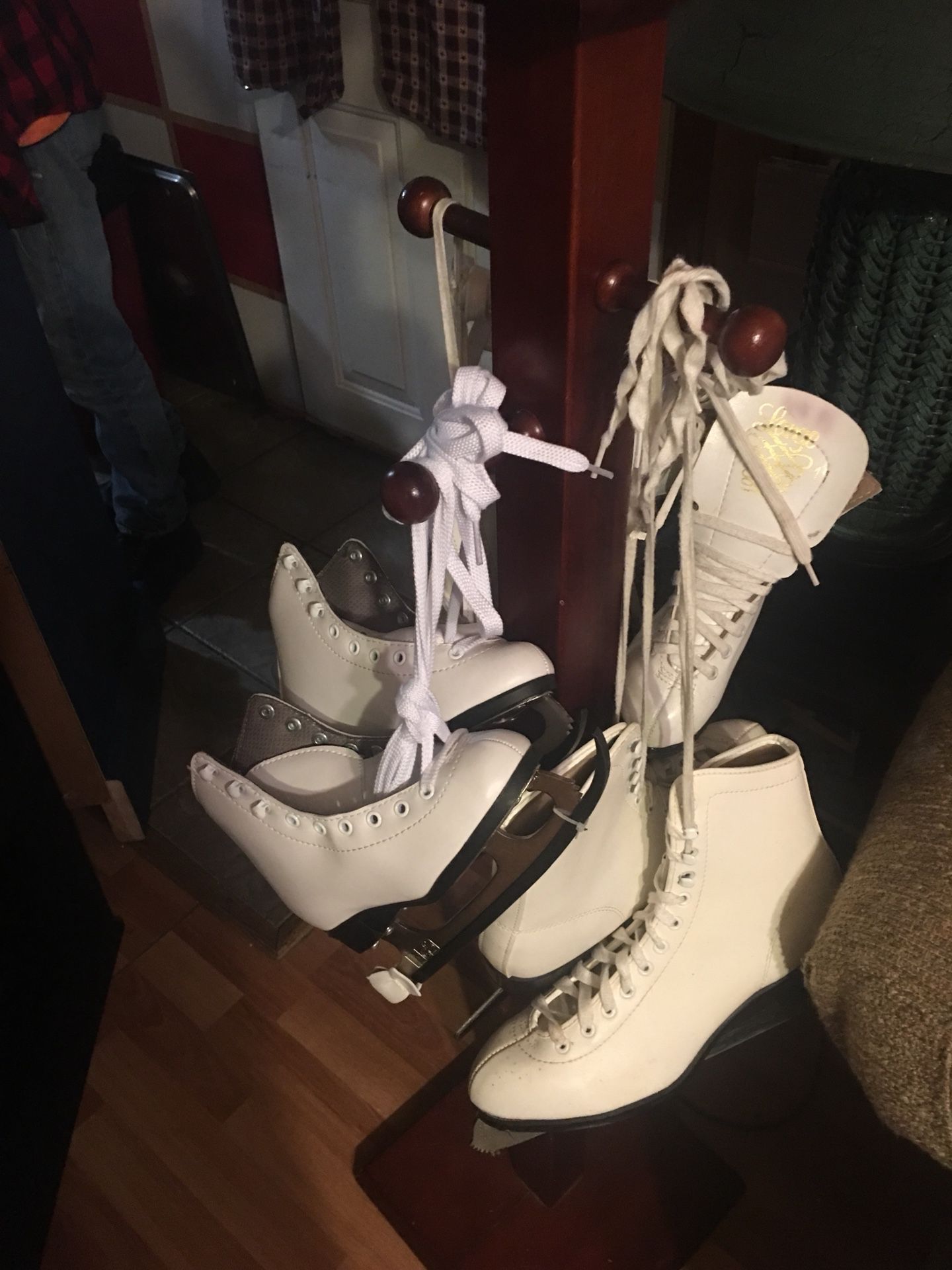 Several pairs of ice skates Nice for decorating sleds our Christmas $20 a pair