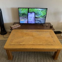 Solid Wood Coffee Table – Antique Finish with Timeless Character
