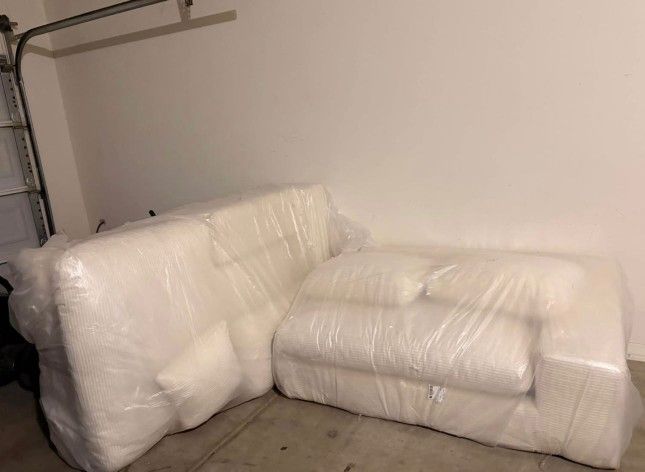 White Corduroy Sectional Breand New