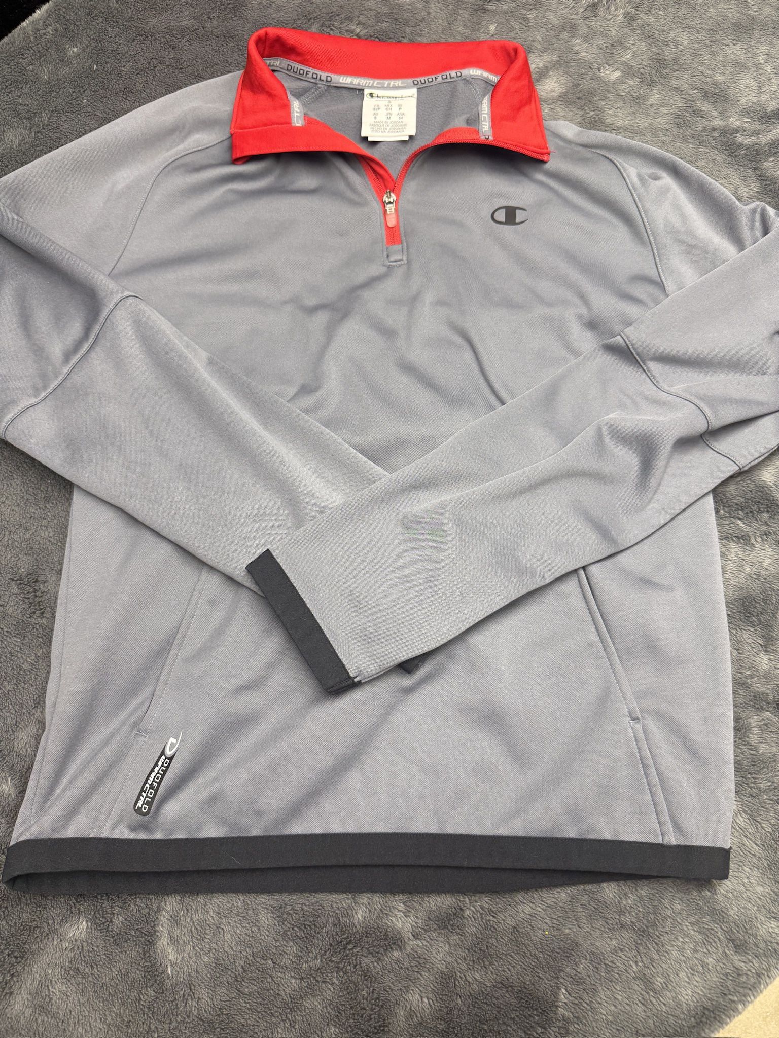 Grey and Red Champion Performance Men’s Small quarter zip pullover in great shape!  