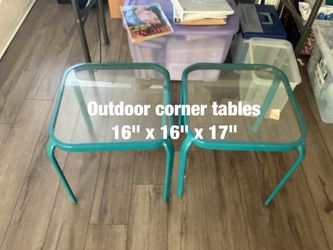 Outdoor corner tables 16" x 16" x 17" - $20 (for 2)