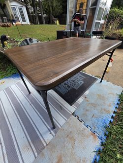 Folding Table with Wood Grain Top - 48" x 34" x 29" Tall