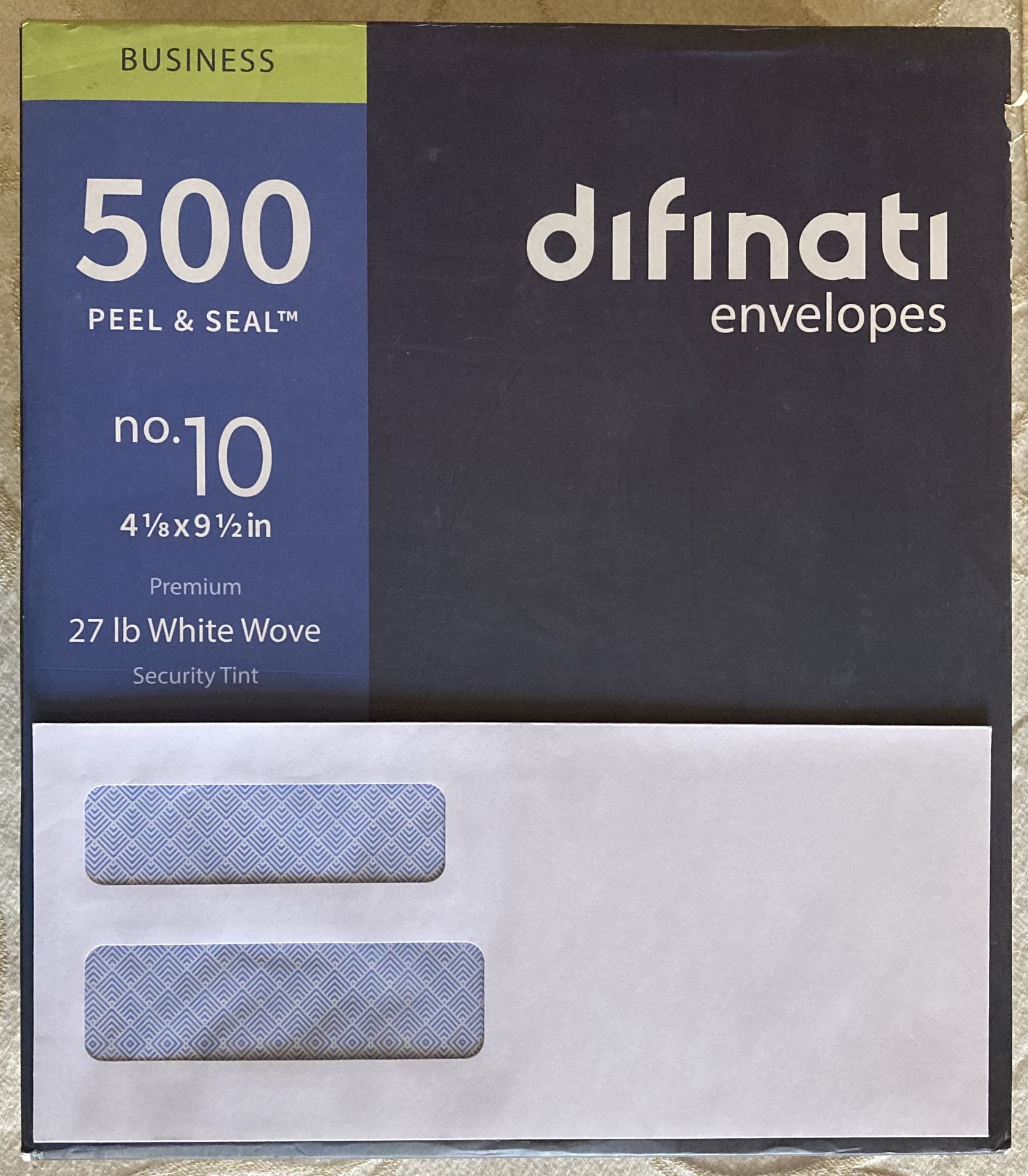 500 Double Window Peel & Seal #10 27lb Security Tint Premiumt Envelopes