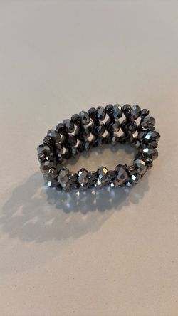 Gunmetal Crystal Beaded Stretch Bracelet