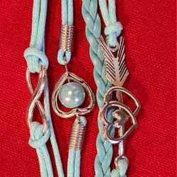 Brand New* Light Blue Multi-strand Charm Bracelet