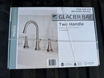 NEW Glacier Bay Melina 8 in Widespread Double Handle Bathroom Faucet Brushed Nickel