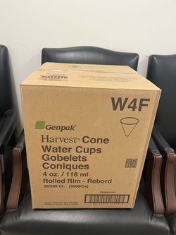 Genpak Harvest Cone Water Cups 5000 Count, Brand New Sealed Box.